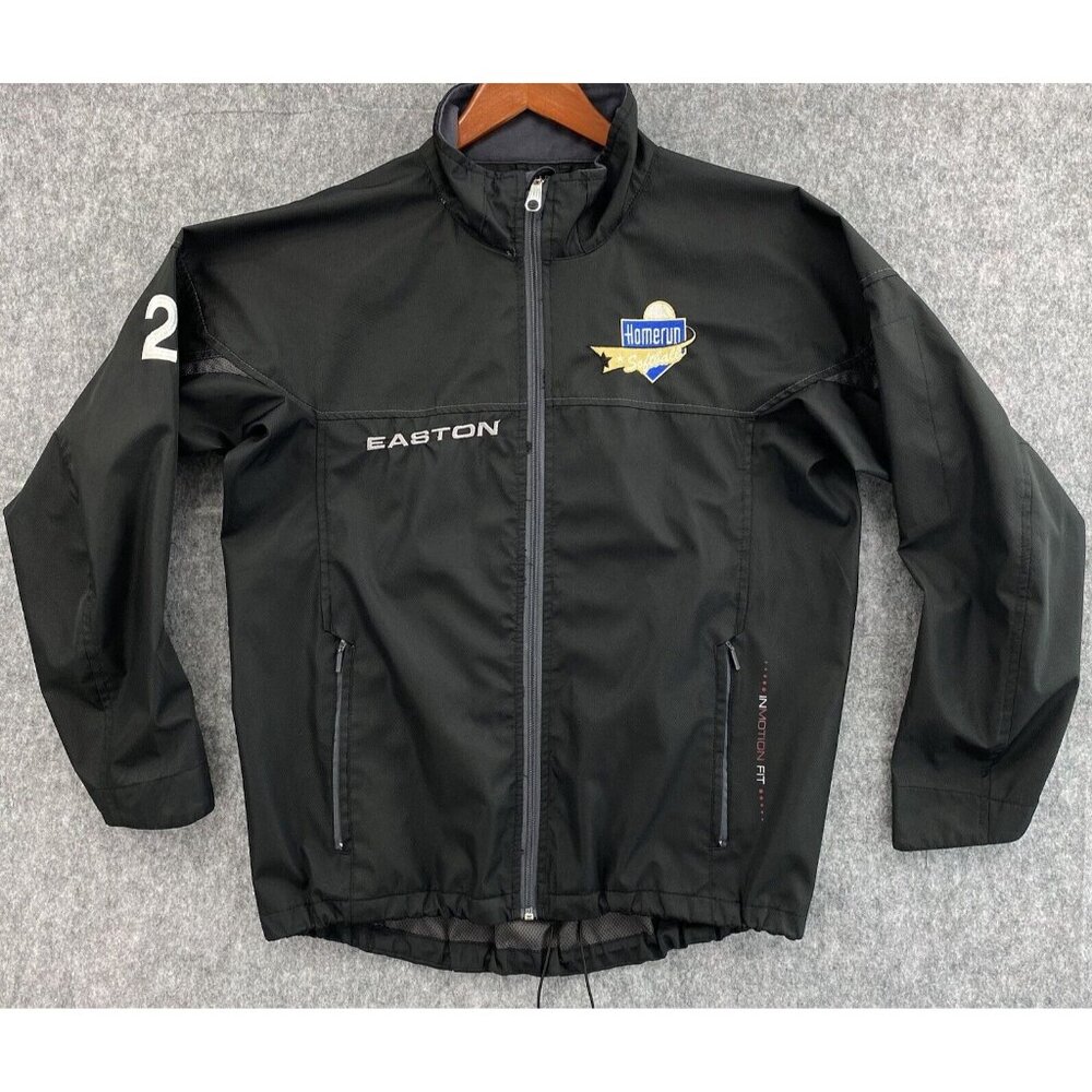 Easton InMotion‎ Fit Warm Up Jacket Mens S Black #2 Homerun SB Patch Windbreaker